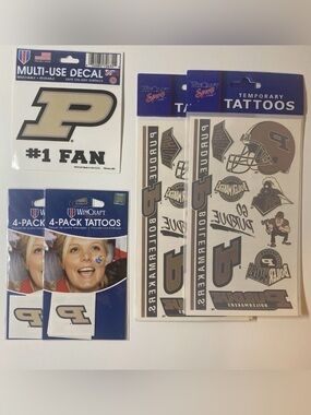 Purdue Boilermakers Game Day Temporary Tattoos And Multi Purpose Car Decal